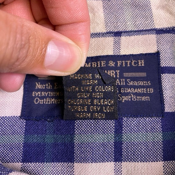 90s Abercrombie Fitch BIG Shirt M Mens L/S Button Down Blue Plaid Grunge VGUC - Picture 6 of 9